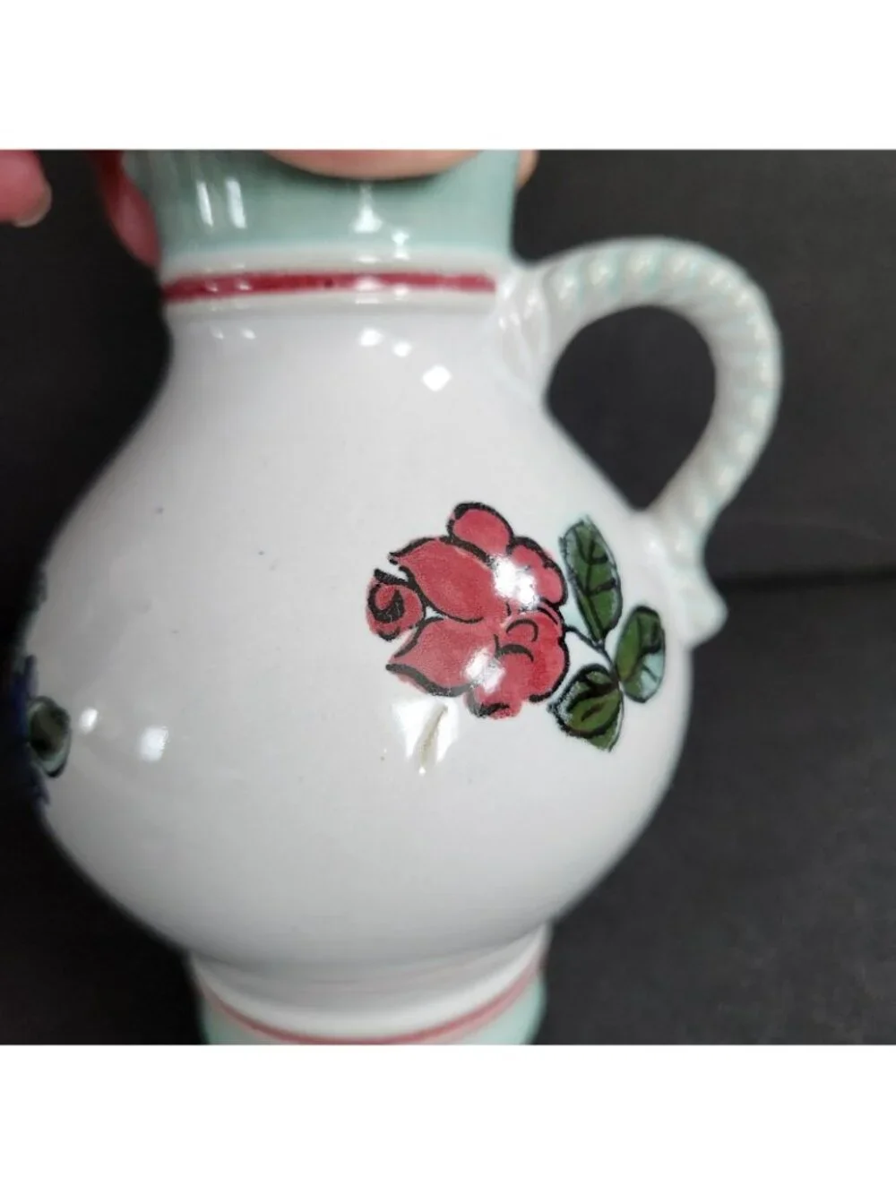 Ceramic Small Pitcher Creamer Jug Server Vintage Retro Floral Bud Vase 4.75